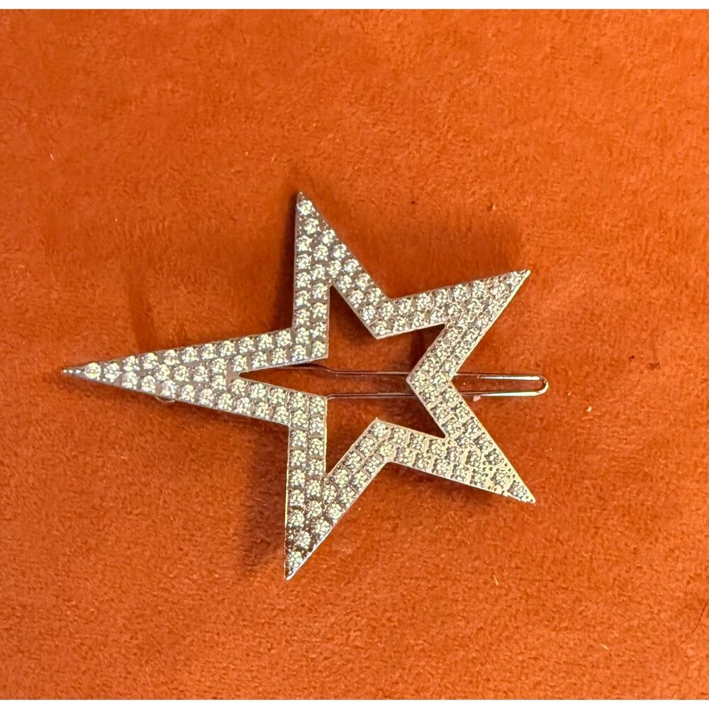 MIKUTA The Star Hair Pin Silver Pave Zirconia Star Barrette Hair Accessory